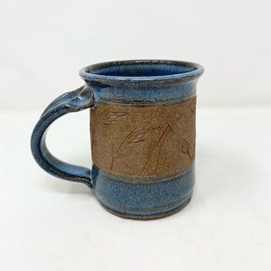 Art Pottery Etched Mug Signed